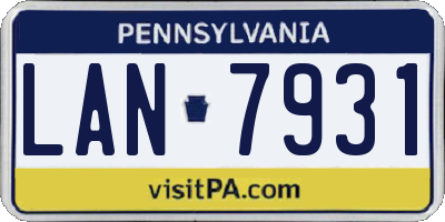 PA license plate LAN7931
