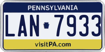 PA license plate LAN7933