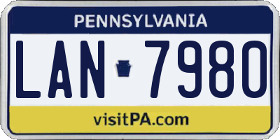 PA license plate LAN7980