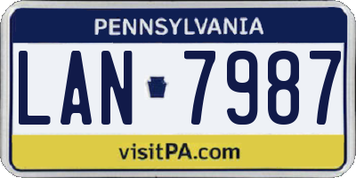 PA license plate LAN7987