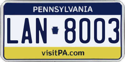 PA license plate LAN8003