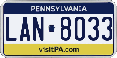 PA license plate LAN8033