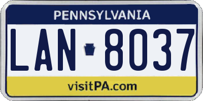 PA license plate LAN8037