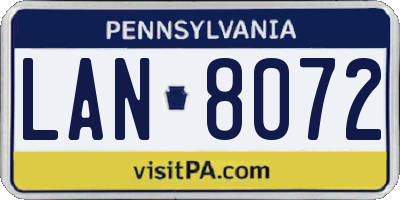 PA license plate LAN8072