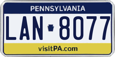 PA license plate LAN8077