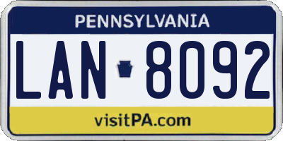 PA license plate LAN8092