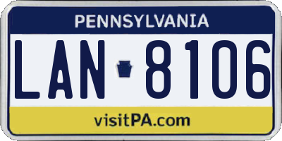 PA license plate LAN8106