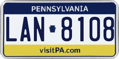 PA license plate LAN8108
