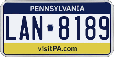 PA license plate LAN8189