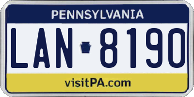 PA license plate LAN8190