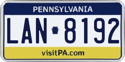 PA license plate LAN8192