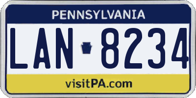 PA license plate LAN8234