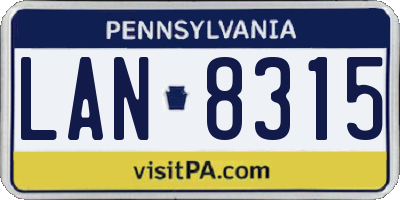 PA license plate LAN8315