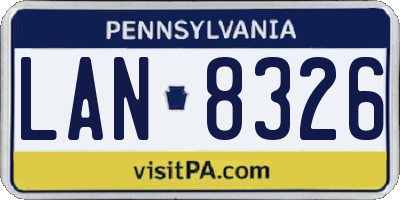 PA license plate LAN8326