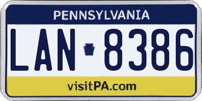 PA license plate LAN8386