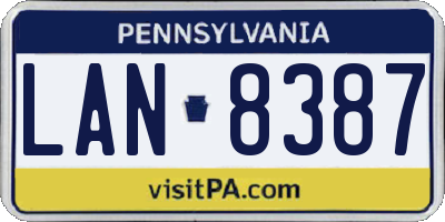 PA license plate LAN8387