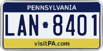 PA license plate LAN8401