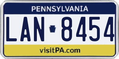 PA license plate LAN8454