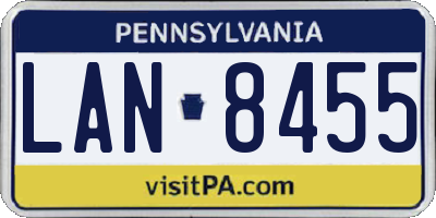 PA license plate LAN8455