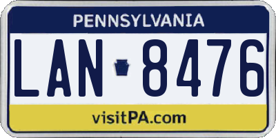 PA license plate LAN8476