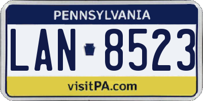 PA license plate LAN8523