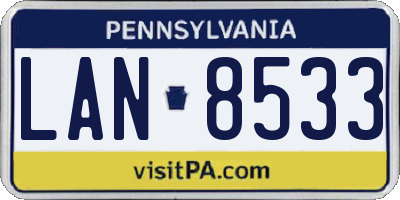 PA license plate LAN8533