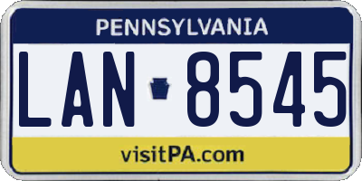 PA license plate LAN8545