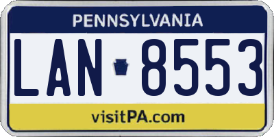 PA license plate LAN8553