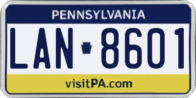 PA license plate LAN8601