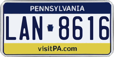 PA license plate LAN8616