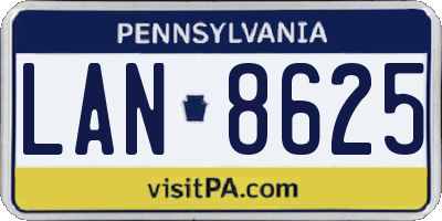 PA license plate LAN8625