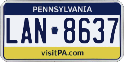 PA license plate LAN8637