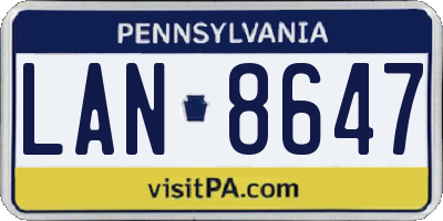 PA license plate LAN8647