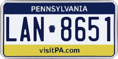 PA license plate LAN8651