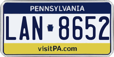 PA license plate LAN8652