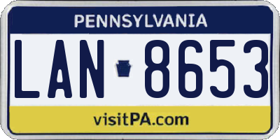 PA license plate LAN8653