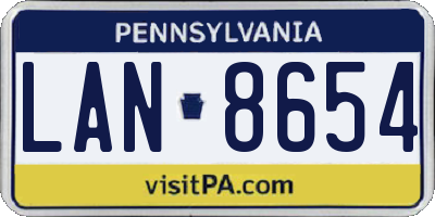 PA license plate LAN8654