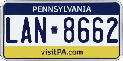 PA license plate LAN8662