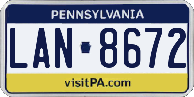 PA license plate LAN8672