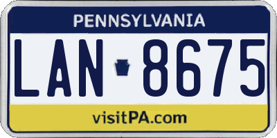 PA license plate LAN8675