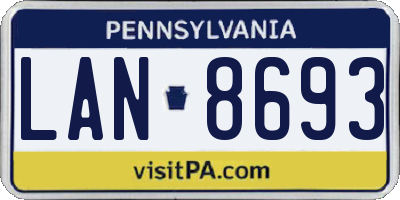 PA license plate LAN8693