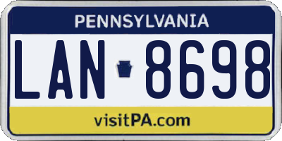 PA license plate LAN8698