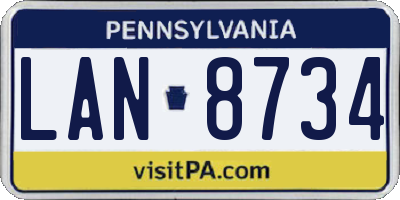 PA license plate LAN8734