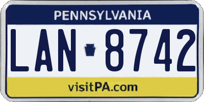 PA license plate LAN8742
