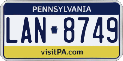 PA license plate LAN8749