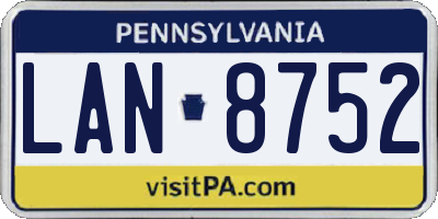 PA license plate LAN8752