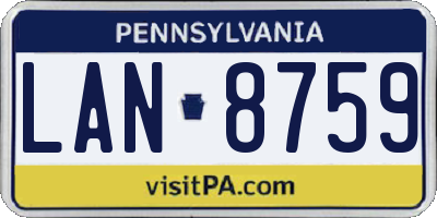 PA license plate LAN8759