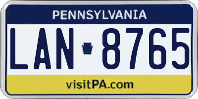 PA license plate LAN8765