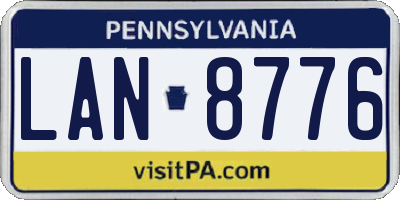 PA license plate LAN8776