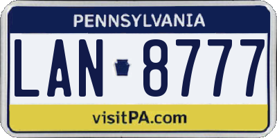 PA license plate LAN8777